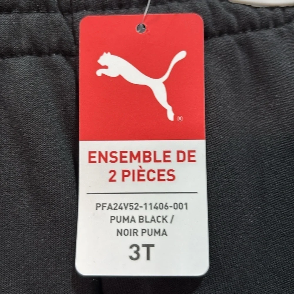 PUMA 2 Pc.Jogger set,pouch pocket crewneck top,elastic waist/cuff pants,fleece